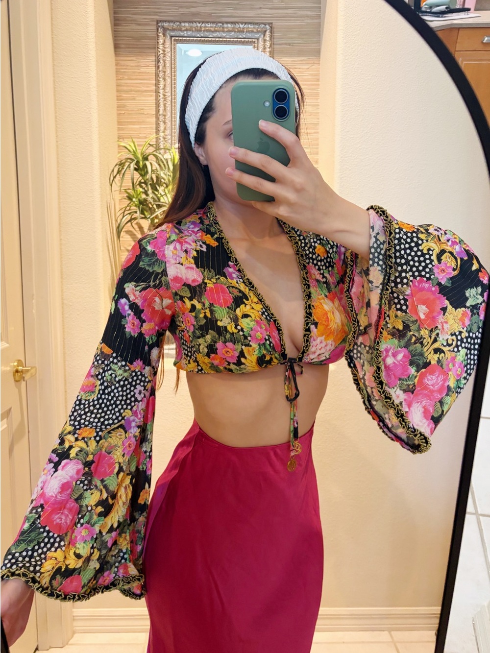 Luli Fama “Forever Yours” Bell Sleeve Crop Top